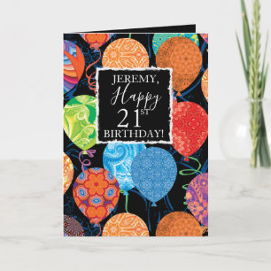 Festive Birthday ballons voor hem Kaart