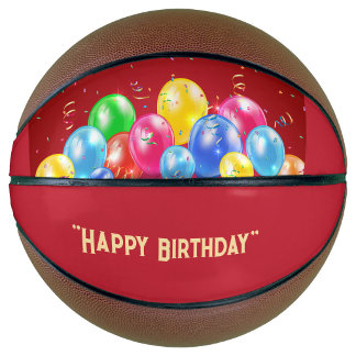 Festive Birthday Basketball with Balloons  Basketbal