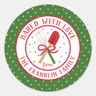 Festive Bked with Love Personalized Holiday Class Ronde Sticker