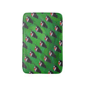 Festive Black Cat Pattern on Green Badmat (Voorkant Verticaal)