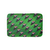 Festive Black Cat Pattern on Green Badmat (Voorkant)