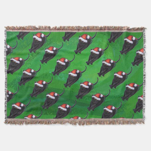 Festive Black Cat Pattern on Green Deken (Voorkant)