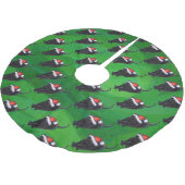 Festive Black Cat Pattern on Green Kerstboom Rok (Gekanteld)