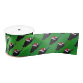 Festive Black Cat Pattern on Green Lint (Spoel)