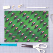 Festive Black Cat Pattern on Green Tissuepapier (Craft)