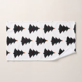 Festive Black kerstbomen Pattern Lambries Stars Bad Handdoek (Handdoek)