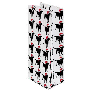 Festive Black Labrador Retriever in Red Santa Hat Wijn Cadeautas
