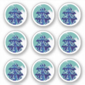 Festive Blue Decorated KerstTree Sticker Pack (Voorkant)