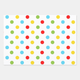 Festive Blue, Green, Yellow and Red Polka Dots Inpakpapier Vel