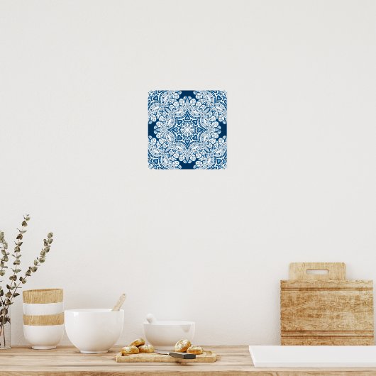 Festive Blue Mandala Poster (Keuken)