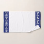 Festive Blue Scandinavian Pattern Kerstmis Bad Handdoek (Handdoek)