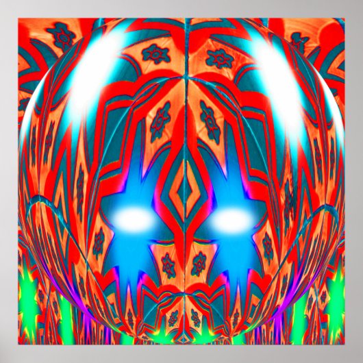 Festive blue star art poster (Voorkant)