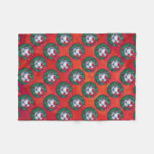 Festive Blue, White Voetbal Pattern op Red Fleece Deken (Voorkant (Horizontaal))