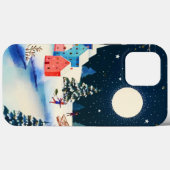 Festive Blue Winter Snow Village Case-Mate iPhone Case (Achterkant (horizontaal))