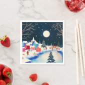 Festive Blue Winter Snow Village Servet (Insitu)
