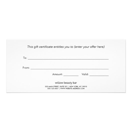 Festive Bokeh Glitter Script Cadeaucertificaat Reclamekaart (Achterkant)