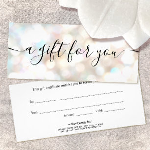 Festive Bokeh Glitter Script Cadeaucertificaat Reclamekaart