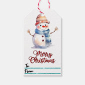 Festive bonhomme de neige étiquette cadeau de vaca (Devant)