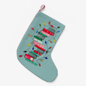 Festive Book Stack - Green Background Kleine Kerstsok (Voorkant (Hangend))