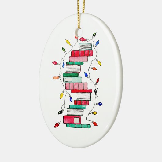 Festive Book Stack Keramisch Ornament (Links)