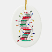 Festive Book Stack Keramisch Ornament (Voorkant)