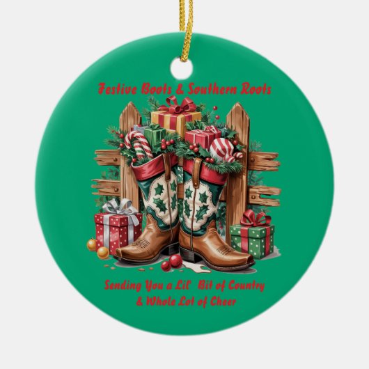 Festive Boots Keramisch Ornament (Voorkant)