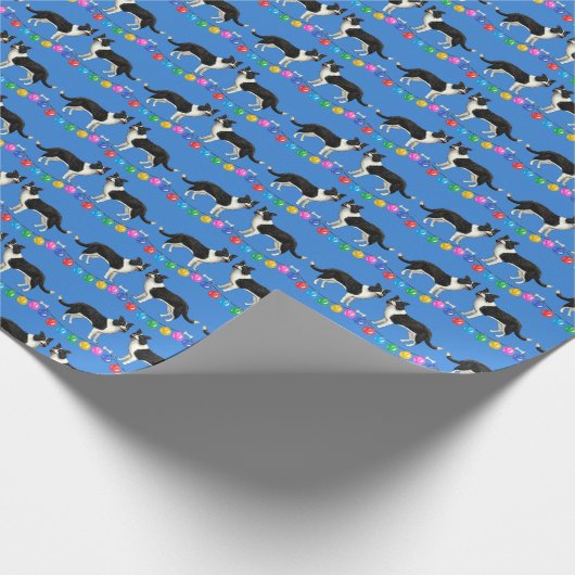 Festive Border Collies Wrapping Paper Cadeaupapier (Hoek)