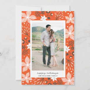 Festive Botanical Holiday Photo Card Feestdagenkaart
