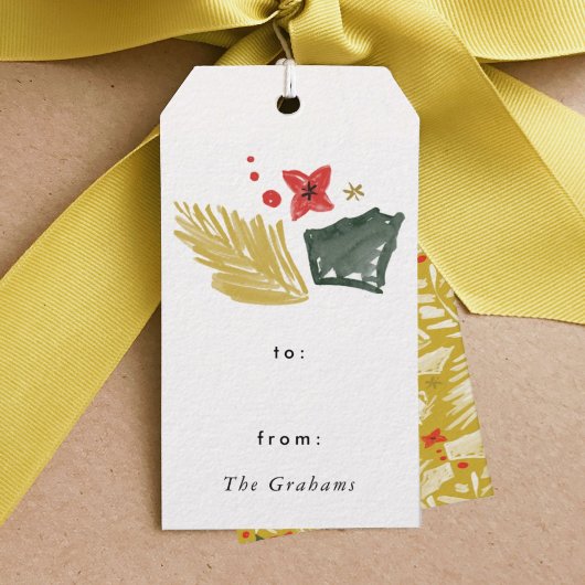 Festive Botanical kerstcadeautags Cadeaulabel