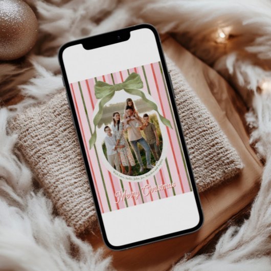 Festive Bow Photo Christmas Cards Feestdagenkaart