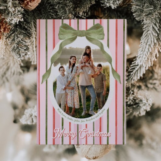 Festive Bow Photo Christmas Cards Feestdagenkaart