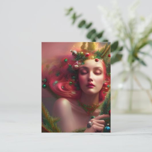 Festive-Briefkaart met kerstgodin Briefkaart (Staand voorkant)
