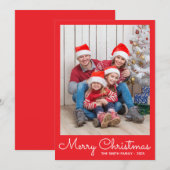 Festive Bright Red Photo Feestdagenkaart (Voorkant / Achterkant)