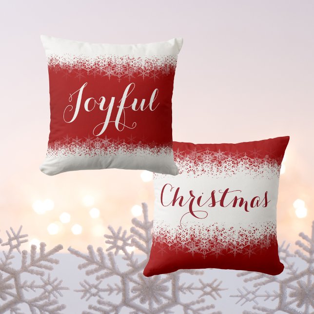Festive, Bright, rood en wit Snowflake Throw Pillo Kussen (Creator heeft geüpload)