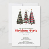 Festive buffalo Christmas tree editable invitation (Devant)