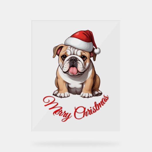 Festive Bulldog Joyeux T-shirt classique de Noël (Recto)