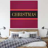 Festive Burgundy Red Black CHRISTMAS Stripes Text Canvas Afdruk (Insitu (Slaapkamer))