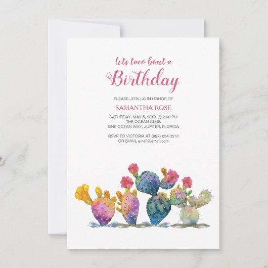 Festive Cactus Fiesta Invitation Anniversaire (Devant)
