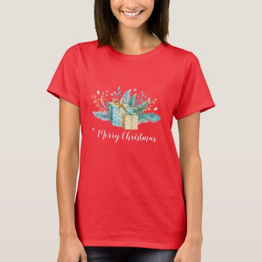 Festive Cadeaus Bouquet kerst T-shirt (Voorkant)