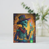Festive Calavera! - Mexicaanse Skeleton Art Briefkaart (Staand voorkant)