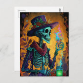 Festive Calavera! - Mexicaanse Skeleton Art Briefkaart (Voorkant / Achterkant)
