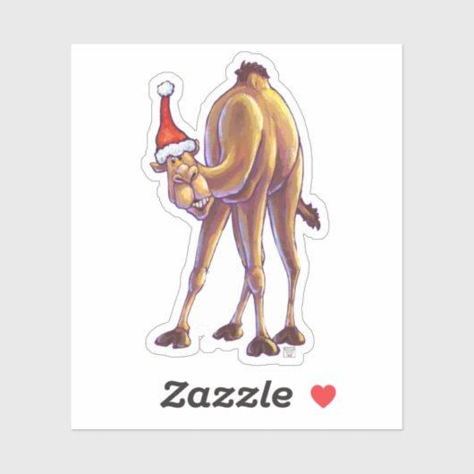 Festive Camel in Santa Hat Sticker (Vel)