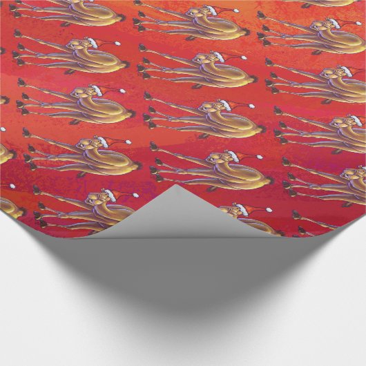 Festive Camel Pattern on Red Cadeaupapier (Hoek)