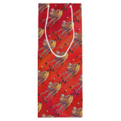 Festive Camel Pattern on Red Wijn Cadeautas (Achterkant)
