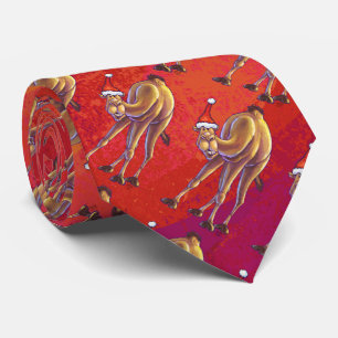 Festive Camel Pattern op Red Stropdas