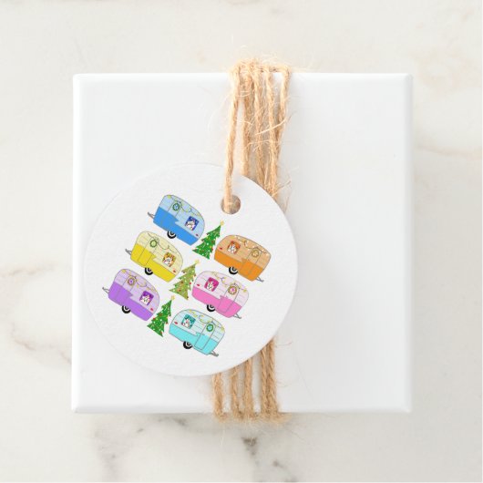 Festive Camper Trailers Retro RV's kerstcadeau Bedankjes Labels (In situ)