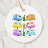 Festive Camper Trailers Retro RV's kerstcadeau Bedankjes Labels (Voorkant)