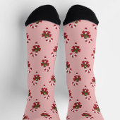 Festive Candy Cane Pattern on roze Sokken (Top)