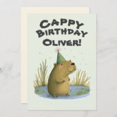 Festive Capybara Anniversaire Casquette Carte de v (Devant / Derrière)