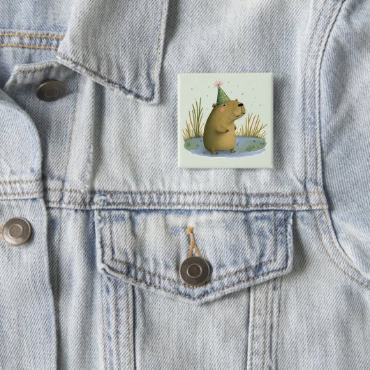 Festive Capybara Birthday Pet Button (In situ)